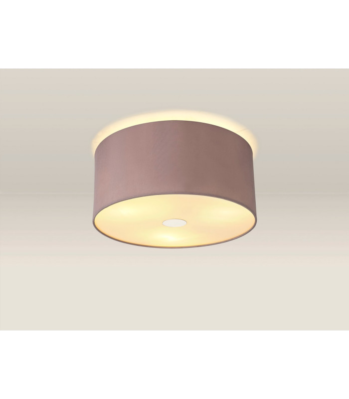 Baymont Polished Chrome 3 Light E27 Flush Ceiling With 40cm x 18cm Dual Faux Silk Shade Taupe/Halo Gold-2