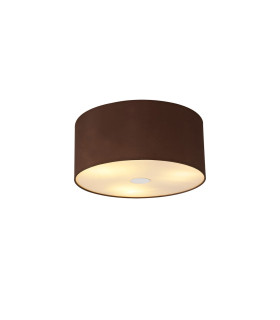 Baymont Polished Chrome 3 Light E27 Flush Ceiling With 40cm x 18cm Dual Faux Silk Shade Cocoa/Grecian Bronze-1