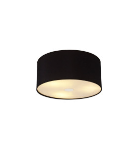 Baymont Polished Chrome 3 Light E27 Flush Ceiling With 40cm x 18cm Dual Faux Silk Shade Black/Green Olive-1