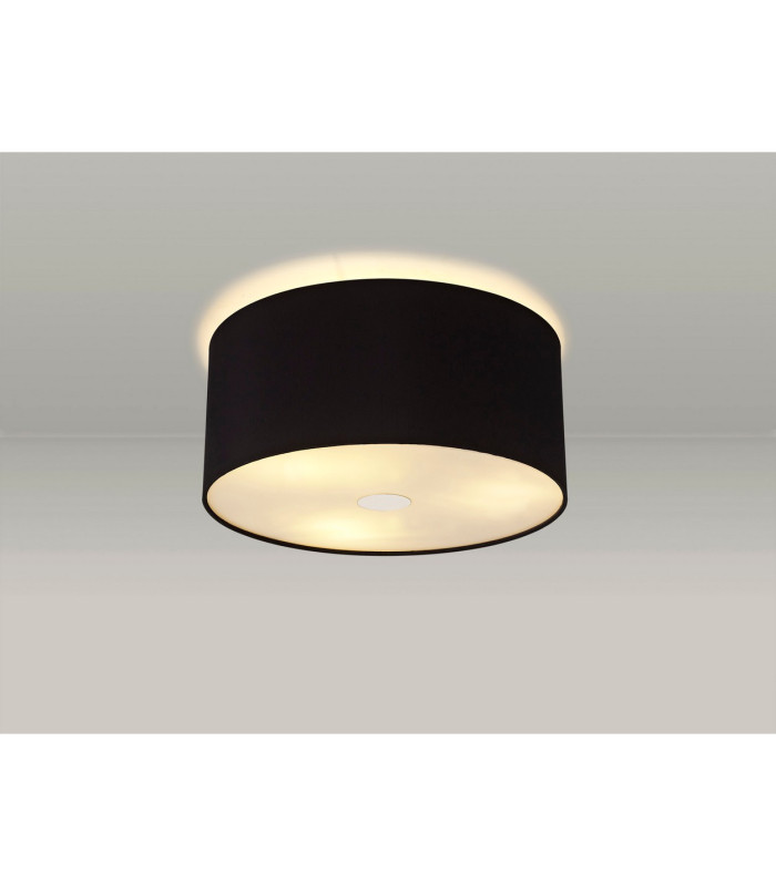 Baymont Polished Chrome 3 Light E27 Flush Ceiling With 40cm x 18cm Dual Faux Silk Shade Black/Green Olive-2