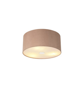 Baymont Polished Chrome 3 Light E27 Flush Ceiling With 40cm x 18cm Dual Faux Silk Shade Antique Gold/Ruby-1