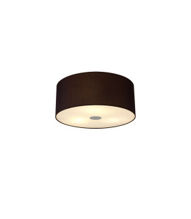 Baymont Polished Chrome 3 Light E27 Flush Ceiling With 40cm x 18cm Faux Silk Shade Black/White Laminate-1
