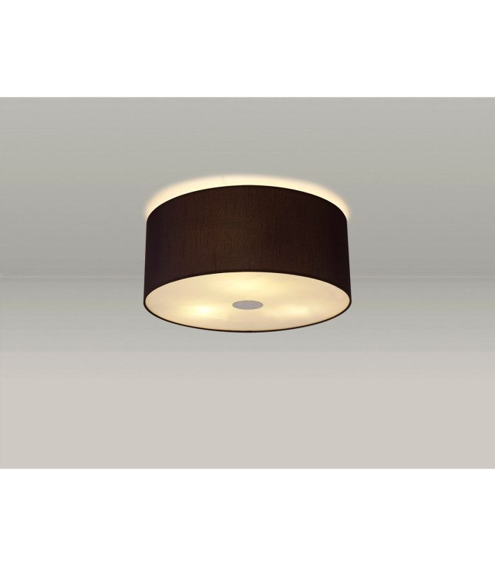 Baymont Polished Chrome 3 Light E27 Flush Ceiling With 40cm x 18cm Faux Silk Shade Black/White Laminate-2
