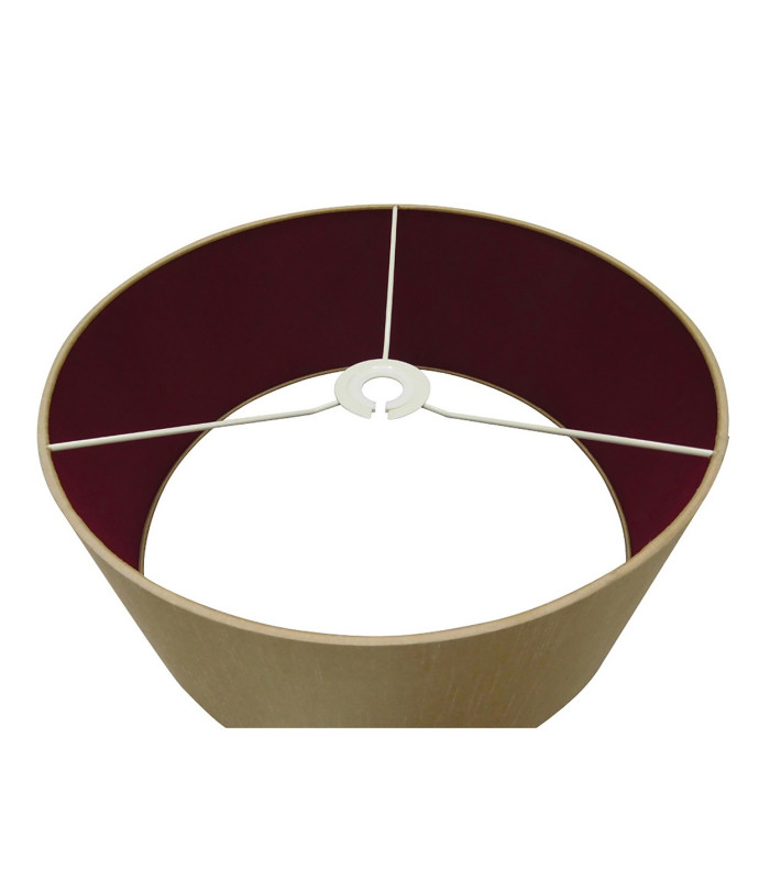 Baymont Polished Chrome 3 Light E27 Flush Ceiling With 40cm x 18cm Dual Faux Silk Shade Antique Gold/Ruby-8