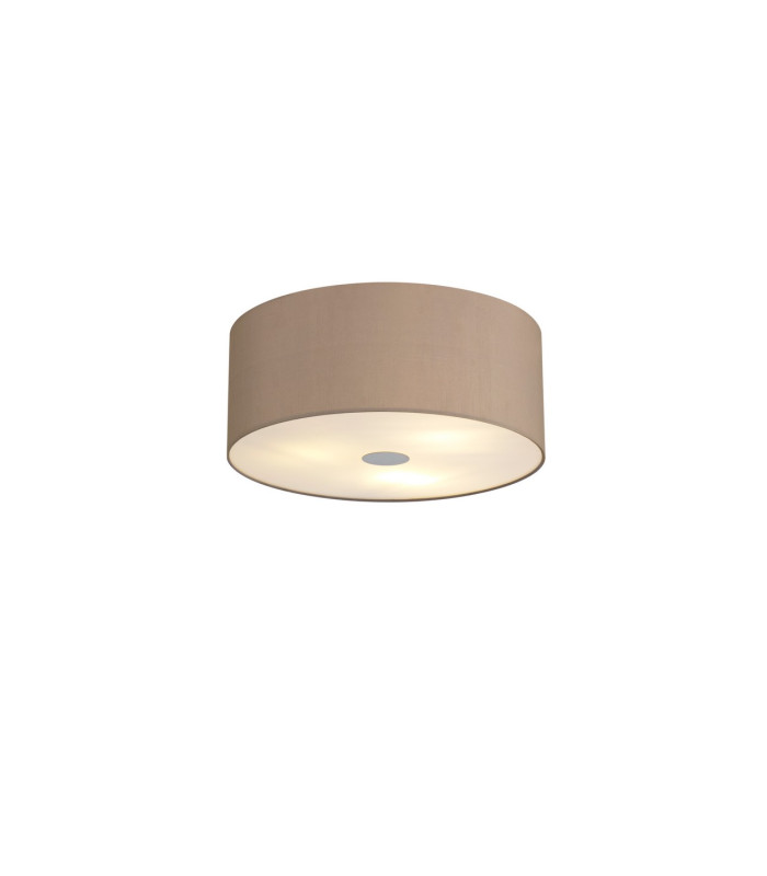 Baymont Polished Chrome 3 Light E27 Flush Ceiling With 40cm x 18cm Faux Silk Shade Grey/White Laminate-1