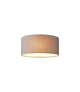 Baymont White 3 Light E27 Universal Flush Ceiling Fixture With 40cm x 18cm Faux Silk Shade Grey/White Laminate-1