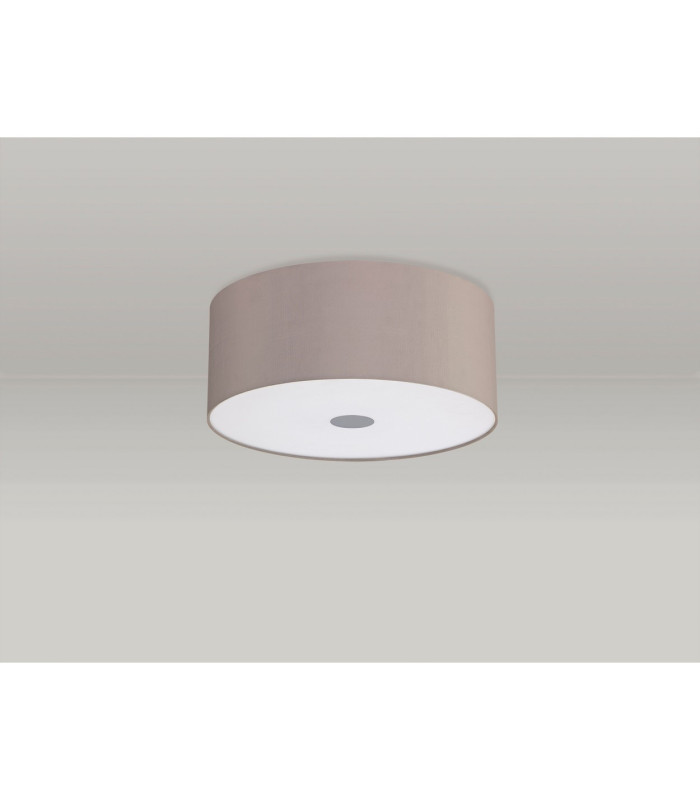 Baymont Polished Chrome 3 Light E27 Flush Ceiling With 40cm x 18cm Faux Silk Shade Grey/White Laminate-13