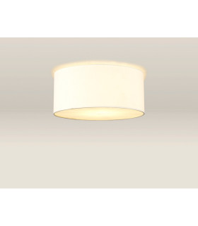 Baymont White 3 Light E27 Universal Flush Ceiling Fixture With 40cm x 18cm Faux Silk Shade Ivory Pearl/White Laminate-2