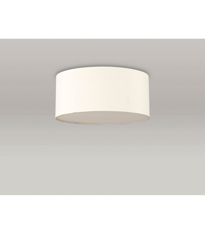 Baymont White 3 Light E27 Universal Flush Ceiling Fixture With 40cm x 18cm Faux Silk Shade Ivory Pearl/White Laminate-12