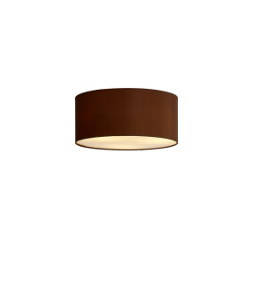 Baymont White 3 Light E27 Universal Flush Ceiling Fixture With 40cm x 18cm Dual Faux Silk Shade Raw Cocoa/Grecian Bronze-1