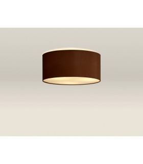 Baymont White 3 Light E27 Universal Flush Ceiling Fixture With 40cm x 18cm Dual Faux Silk Shade Raw Cocoa/Grecian Bronze-2