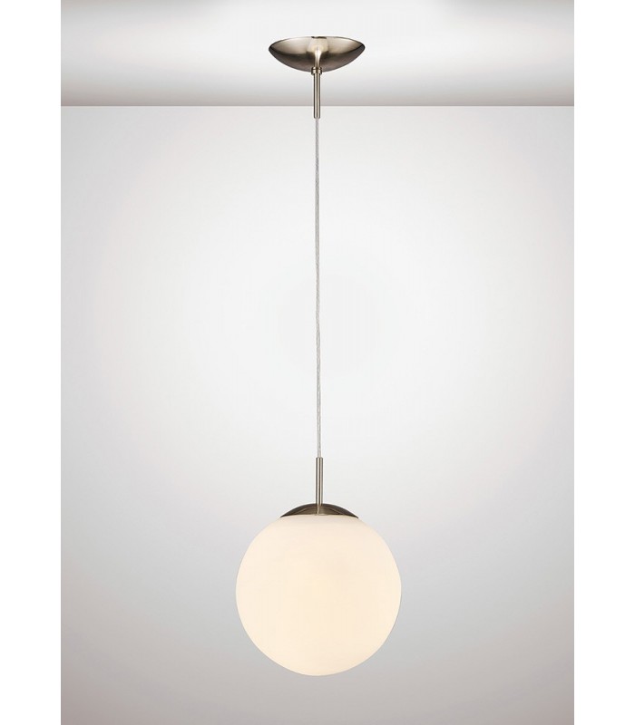 Small Globe Ceiling Pendant 1 Light E27 Frosted White Glass - 2