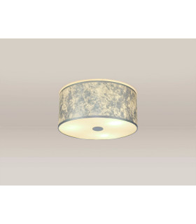 Baymont White 3 Light E27 Universal Flush Ceiling Fixture With 40cm x 18cm Silver Leaf With White Lining Shade-2