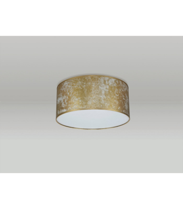 Baymont White 3 Light E27 Universal Flush Ceiling Fixture With 40cm x 18cm Gold Leaf With White Lining Shade-12