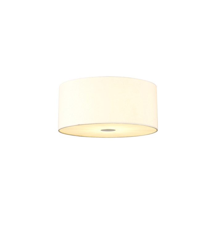Baymont White 3 Light E27 Flush With 40cm x 18cm Faux Silk Shade Ivory Pearl/White Laminate & Frosted/AB Diffuser-1