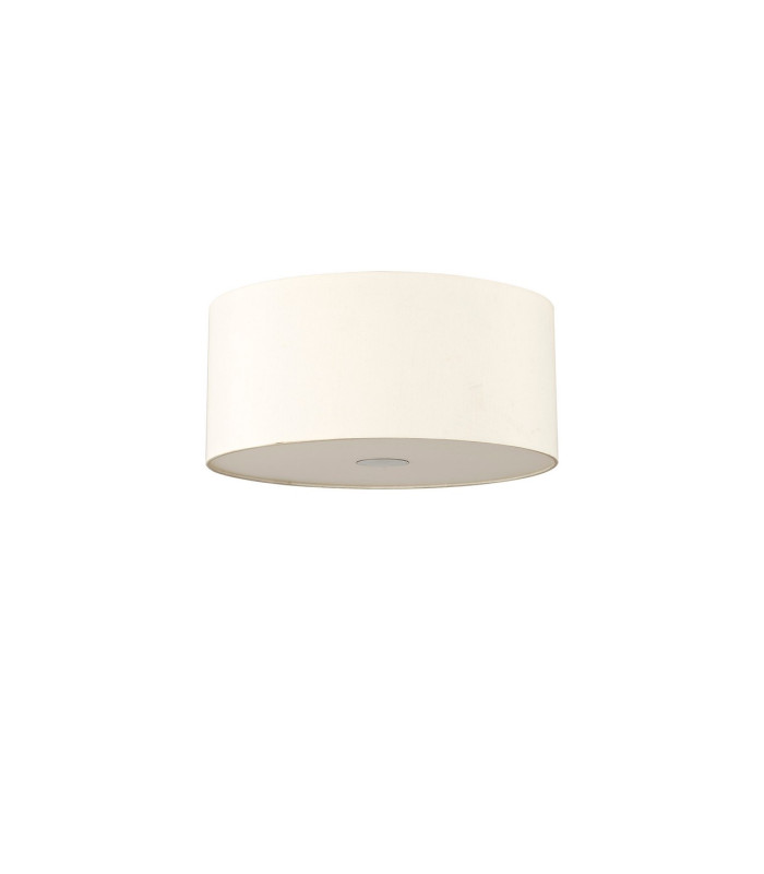 Baymont White 3 Light E27 Flush With 40cm x 18cm Faux Silk Shade Ivory Pearl/White Laminate & Frosted/AB Diffuser-4