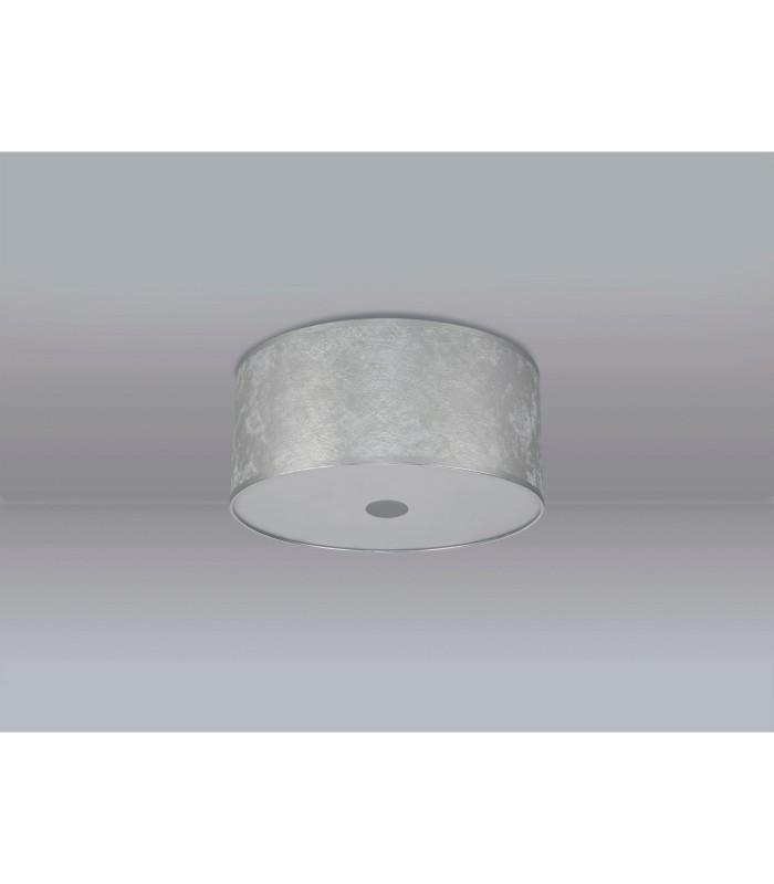 Baymont White 3 Light E27 Universal Flush Ceiling Fixture With 40cm x 18cm Silver Leaf With White Lining Shade-12