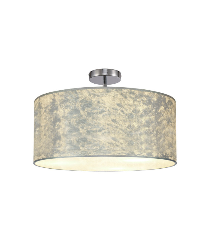 Baymont Polished Chrome 3 Light E27 Drop Flush With 50cm x 20cm Silver Leaf Shade-1