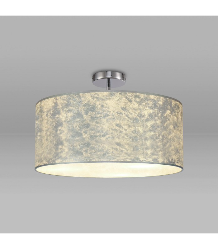 Baymont Polished Chrome 3 Light E27 Drop Flush With 50cm x 20cm Silver Leaf Shade-3