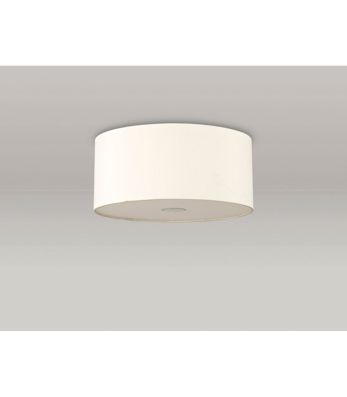 Baymont White 3 Light E27 Flush With 40cm x 18cm Faux Silk Shade Ivory Pearl/White Laminate & Frosted/AB Diffuser-13