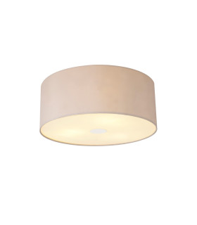 Baymont Polished Chrome 3 Light E27 Flush Ceiling With 50cm x 20cm Dual Faux Silk Shade Nude Beige/Moonlight-1