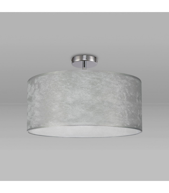 Baymont Polished Chrome 3 Light E27 Drop Flush With 50cm x 20cm Silver Leaf Shade-11