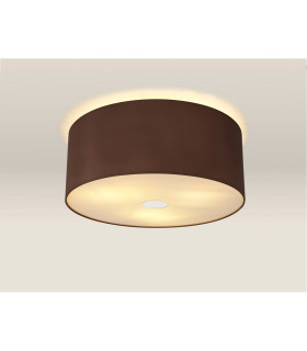Baymont Polished Chrome 3 Light E27 Flush Ceiling With 50cm x 20cm Dual Faux Silk Shade Cocoa/Grecian Bronze-2