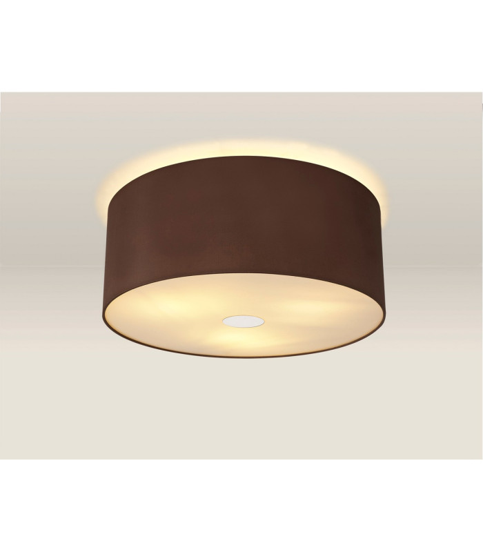 Baymont Polished Chrome 3 Light E27 Flush Ceiling With 50cm x 20cm Dual Faux Silk Shade Cocoa/Grecian Bronze-2