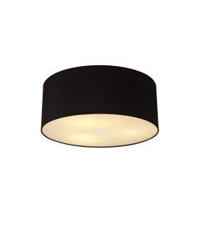 Baymont Polished Chrome 3 Light E27 Flush Ceiling With 50cm x 20cm Dual Faux Silk Shade Black/Green Olive-1