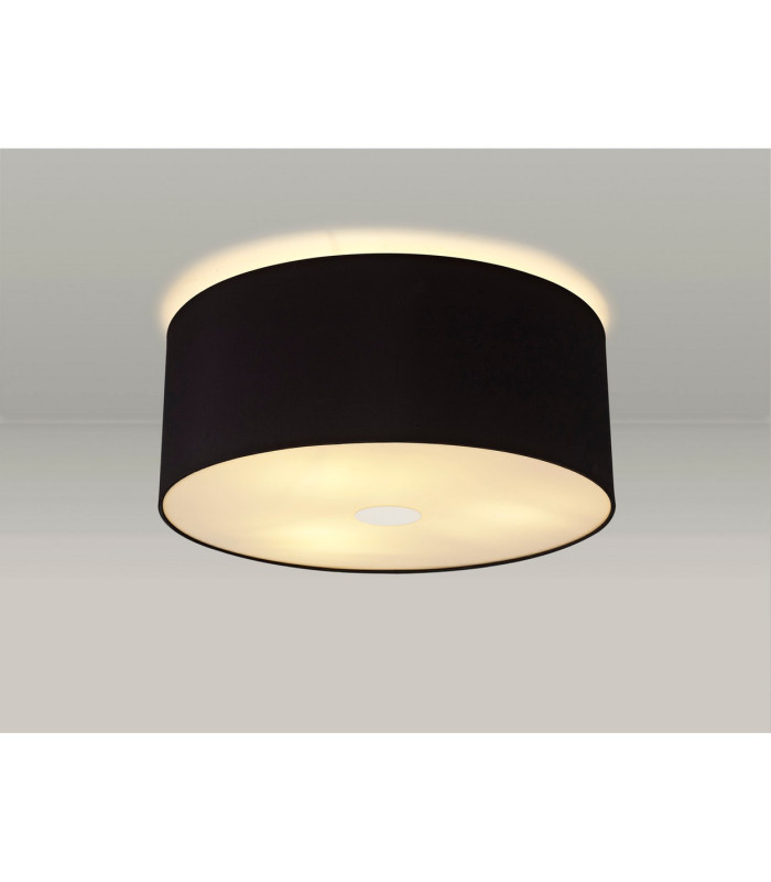 Baymont Polished Chrome 3 Light E27 Flush Ceiling With 50cm x 20cm Dual Faux Silk Shade Black/Green Olive-2