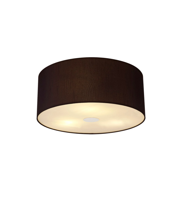 Baymont Polished Chrome 3 Light E27 Flush Ceiling With 50cm x 20cm Faux Silk Shade Black/White Laminate-1
