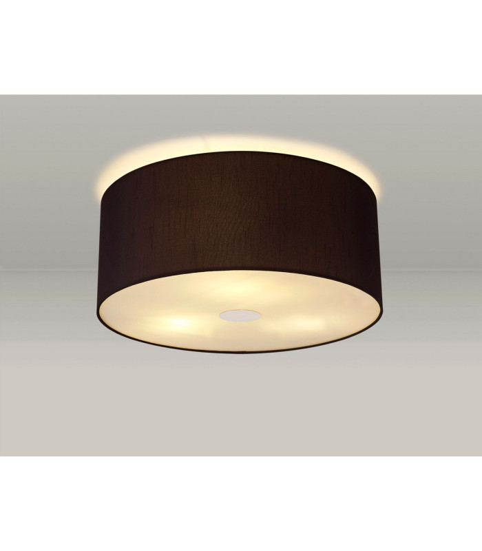 Baymont Polished Chrome 3 Light E27 Flush Ceiling With 50cm x 20cm Faux Silk Shade Black/White Laminate-2