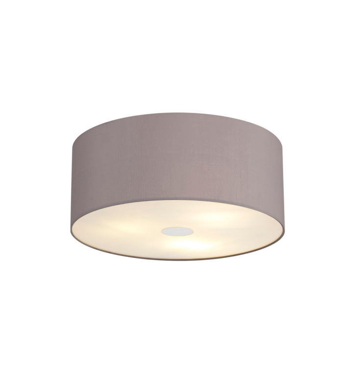 Baymont Polished Chrome 3 Light E27 Flush Ceiling With 50cm x 20cm Faux Silk Shade Grey/White Laminate-1