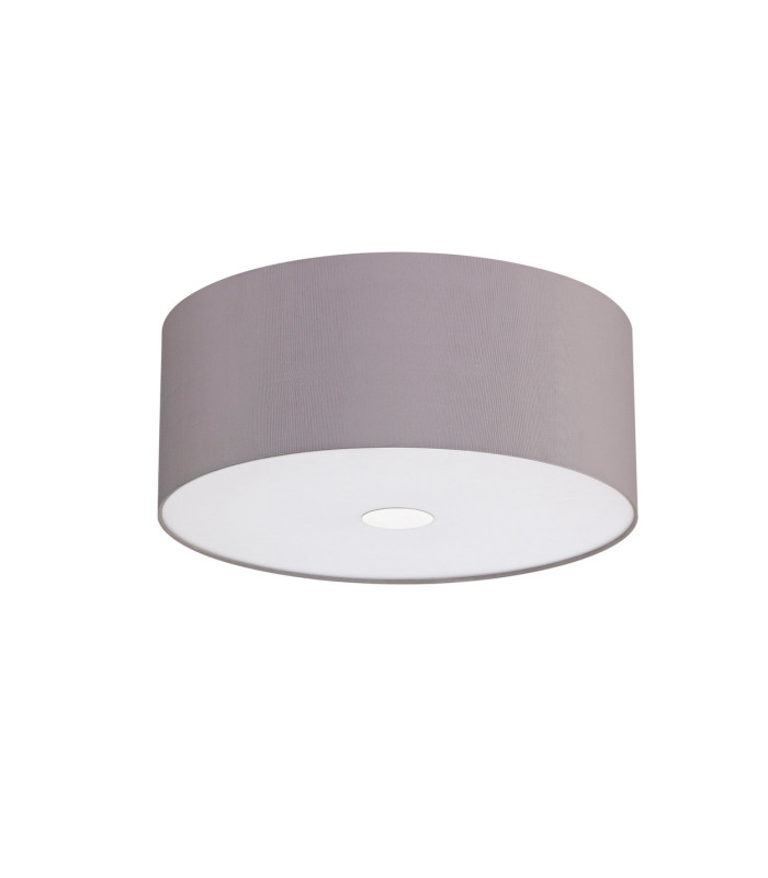 Baymont Polished Chrome 3 Light E27 Flush Ceiling With 50cm x 20cm Faux Silk Shade Grey/White Laminate-4