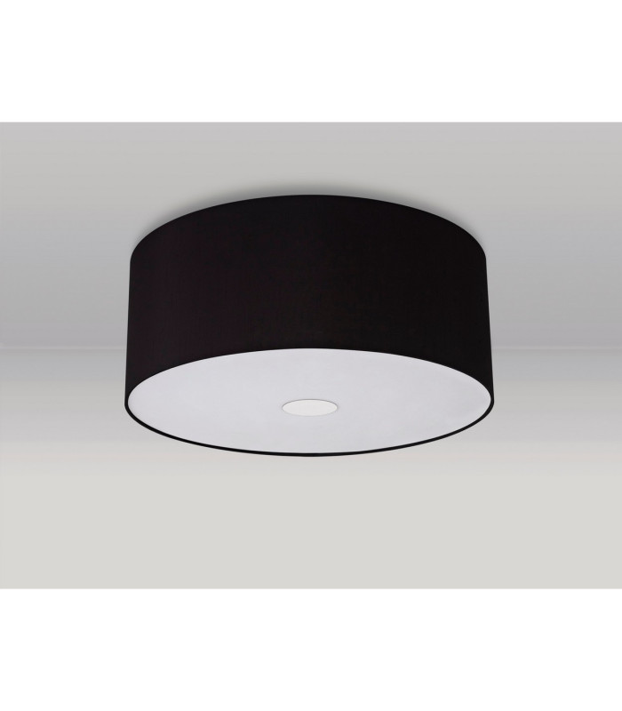 Baymont Polished Chrome 3 Light E27 Flush Ceiling With 50cm x 20cm Faux Silk Shade Black/White Laminate-13