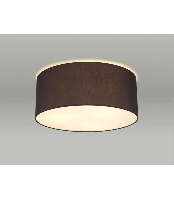 Baymont White 3 Light E27 Universal Flush Ceiling Fixture With 50cm x 20cm Faux Silk Shade Black/White Laminate-2