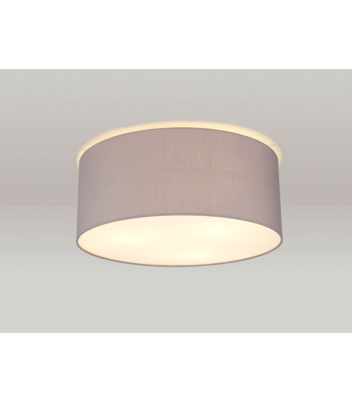Baymont White 3 Light E27 Universal Flush Ceiling Fixture With 50cm x 20cm Faux Silk Shade Grey/White Laminate-2