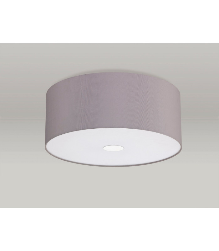Baymont Polished Chrome 3 Light E27 Flush Ceiling With 50cm x 20cm Faux Silk Shade Grey/White Laminate-13