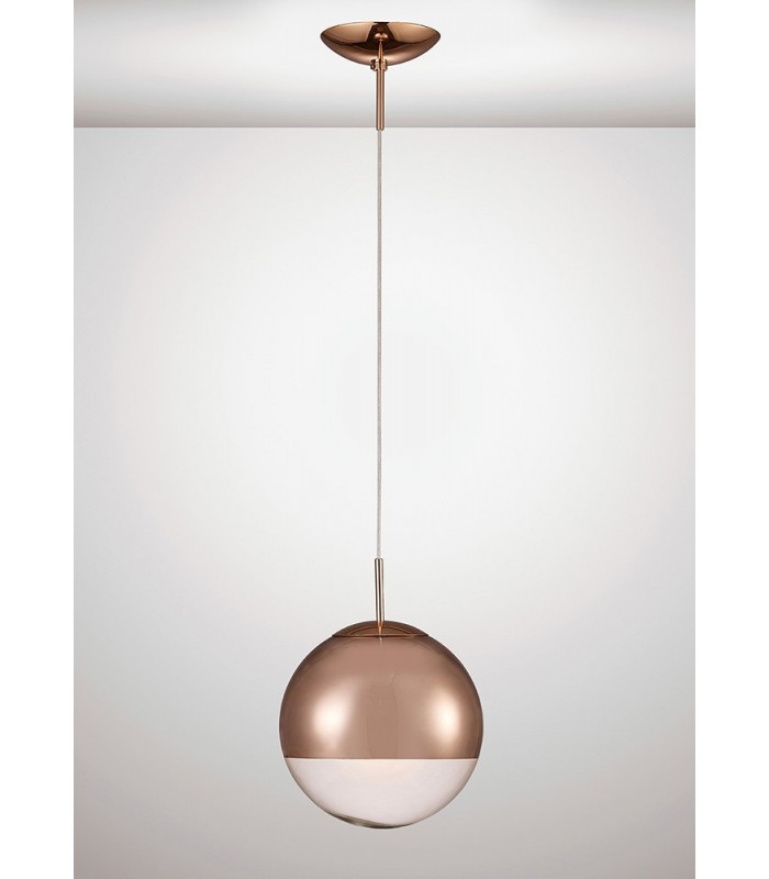 Small Globe Ceiling Pendant 1 Light E27 Copper - 2