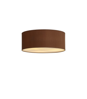 Baymont White 3 Light E27 Universal Flush Ceiling Fixture With 50cm x 20cm Dual Faux Silk Shade Raw Cocoa/Grecian Bronze-1