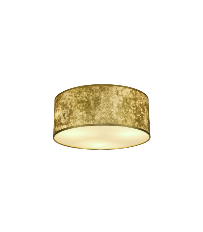 Baymont White 3 Light E27 Universal Flush Ceiling Fixture With 50cm x 20cm Gold Leaf With White Lining Shade-1