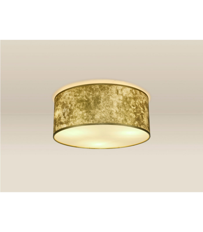Baymont White 3 Light E27 Universal Flush Ceiling Fixture With 50cm x 20cm Gold Leaf With White Lining Shade-2