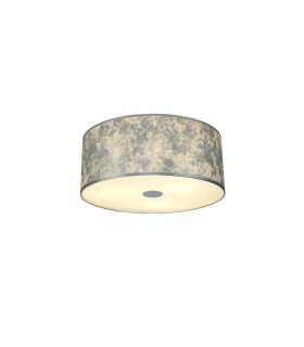 Baymont White 3 Light E27 Universal Flush Ceiling Fixture With 50cm x 20cm Silver Leaf With White Lining Shade-1