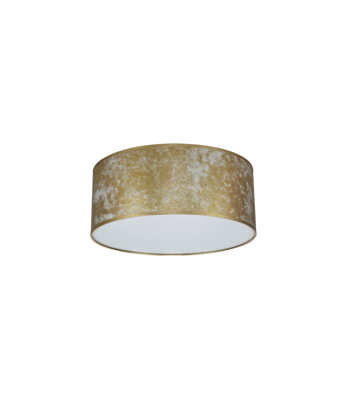 Baymont White 3 Light E27 Universal Flush Ceiling Fixture With 50cm x 20cm Gold Leaf With White Lining Shade-4