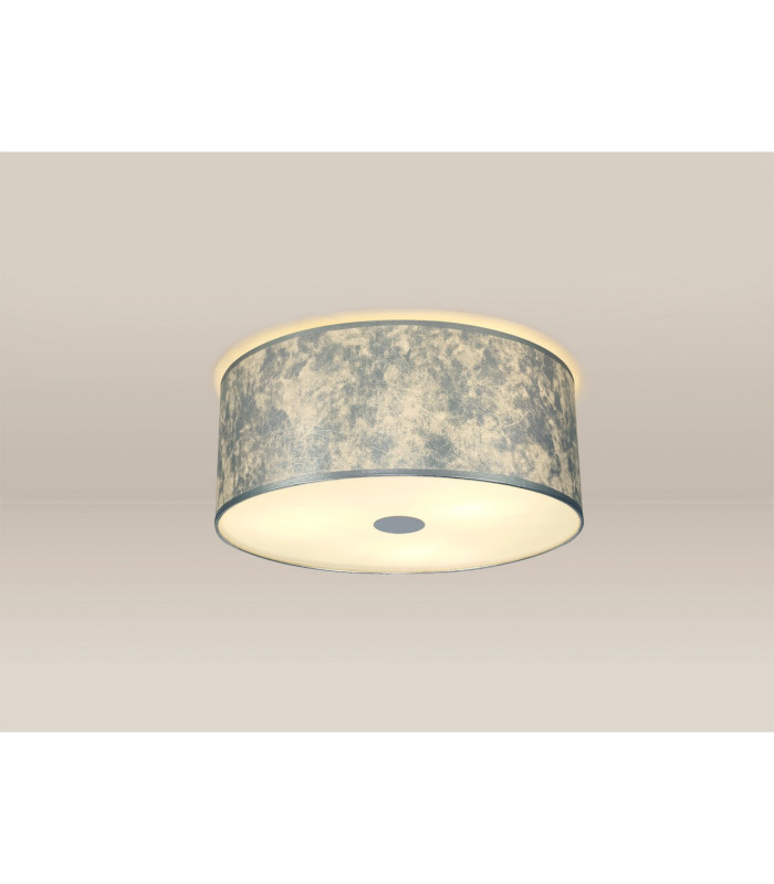 Baymont White 3 Light E27 Universal Flush Ceiling Fixture With 50cm x 20cm Silver Leaf With White Lining Shade-2