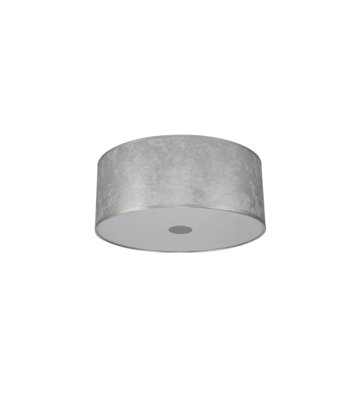 Baymont White 3 Light E27 Universal Flush Ceiling Fixture With 50cm x 20cm Silver Leaf With White Lining Shade-4