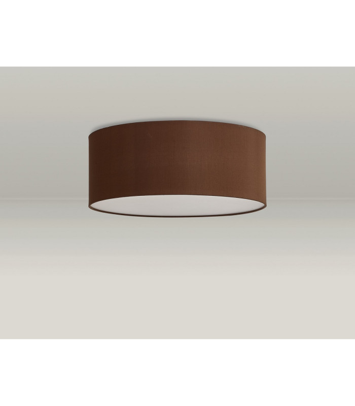 Baymont White 3 Light E27 Universal Flush Ceiling Fixture With 50cm x 20cm Dual Faux Silk Shade Raw Cocoa/Grecian Bronze-12