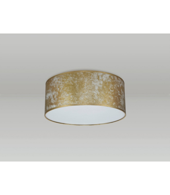 Baymont White 3 Light E27 Universal Flush Ceiling Fixture With 50cm x 20cm Gold Leaf With White Lining Shade-12