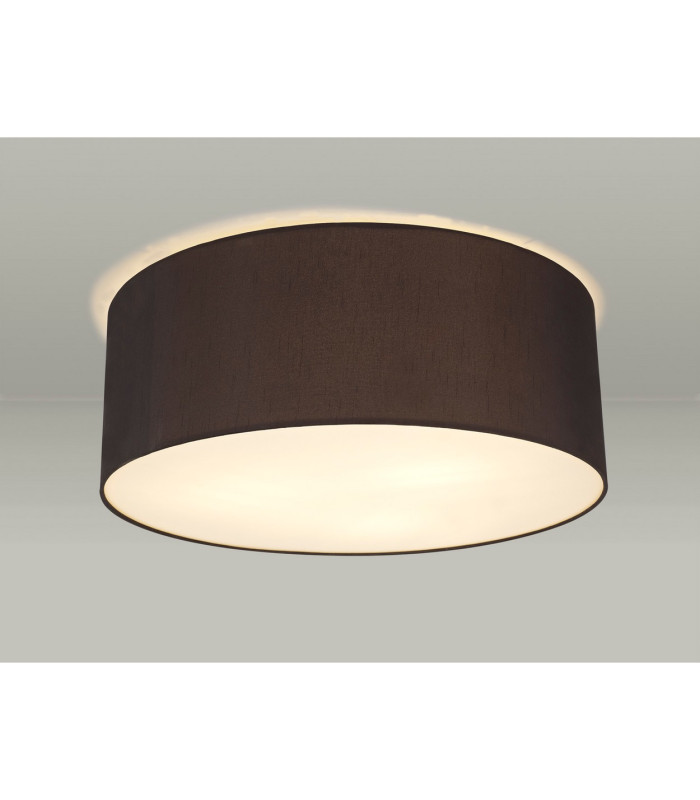 Baymont White 3 Light E27 Universal Flush Ceiling Fixture With 60cm x 22cm Faux Silk Shade Black/White Laminate-2