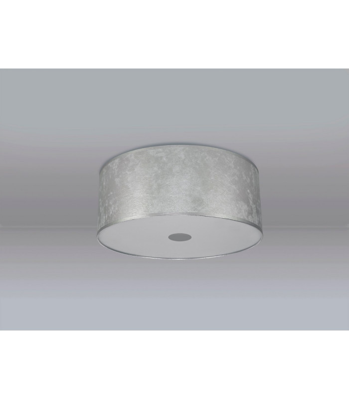Baymont White 3 Light E27 Universal Flush Ceiling Fixture With 50cm x 20cm Silver Leaf With White Lining Shade-13